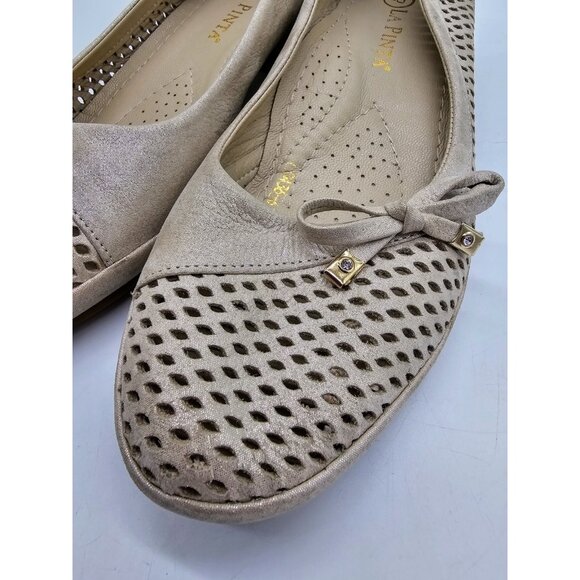 La Pinta Gold Metallic Ballet Flats Women's Size 40/USA 9 Boho School Preppy - Picture 2 of 9